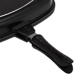 Royalford RF5515 32cm Double Grill Pan with Magnetic Lock | Non-Stick Double Sided Grill Pan for Chicken, Seafood, Meat & Vegetables for Gas & Electric Cooktops Home Use