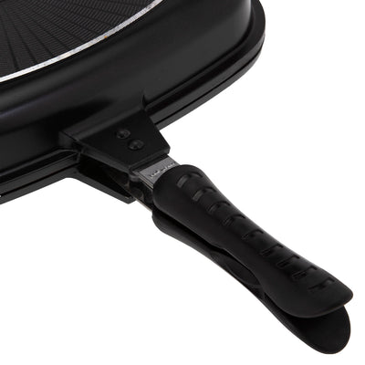 Royalford RF5515 32cm Double Grill Pan with Magnetic Lock | Non-Stick Double Sided Grill Pan for Chicken, Seafood, Meat & Vegetables for Gas & Electric Cooktops Home Use