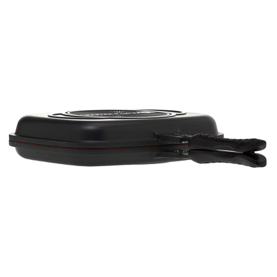 Royalford RF5515 32cm Double Grill Pan with Magnetic Lock | Non-Stick Double Sided Grill Pan for Chicken, Seafood, Meat & Vegetables for Gas & Electric Cooktops Home Use