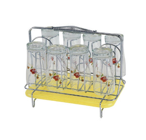 Royalford RF1155GH8 Stainless Steel 8 Glass Stand Holder with Drainer - Glass Drainer Storage Drying Rack - Glass Holder Rack - Drying Holds 8 Cups - Ideal for Storing/Draining/Drying Cups, Mugs, Glasses