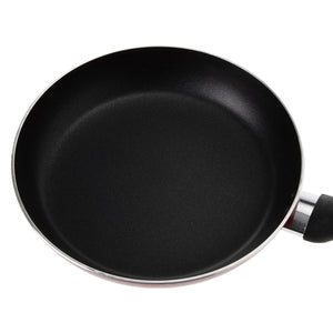 Royalford RF1262FP26 26cm Non-Stick Flat Fry Pan | Triple 3-Layer Coating  |3mm Thick Aluminium Body| Heat-Resistant Bakelite Handle |Spin Base & Multi-Hob Compatibility