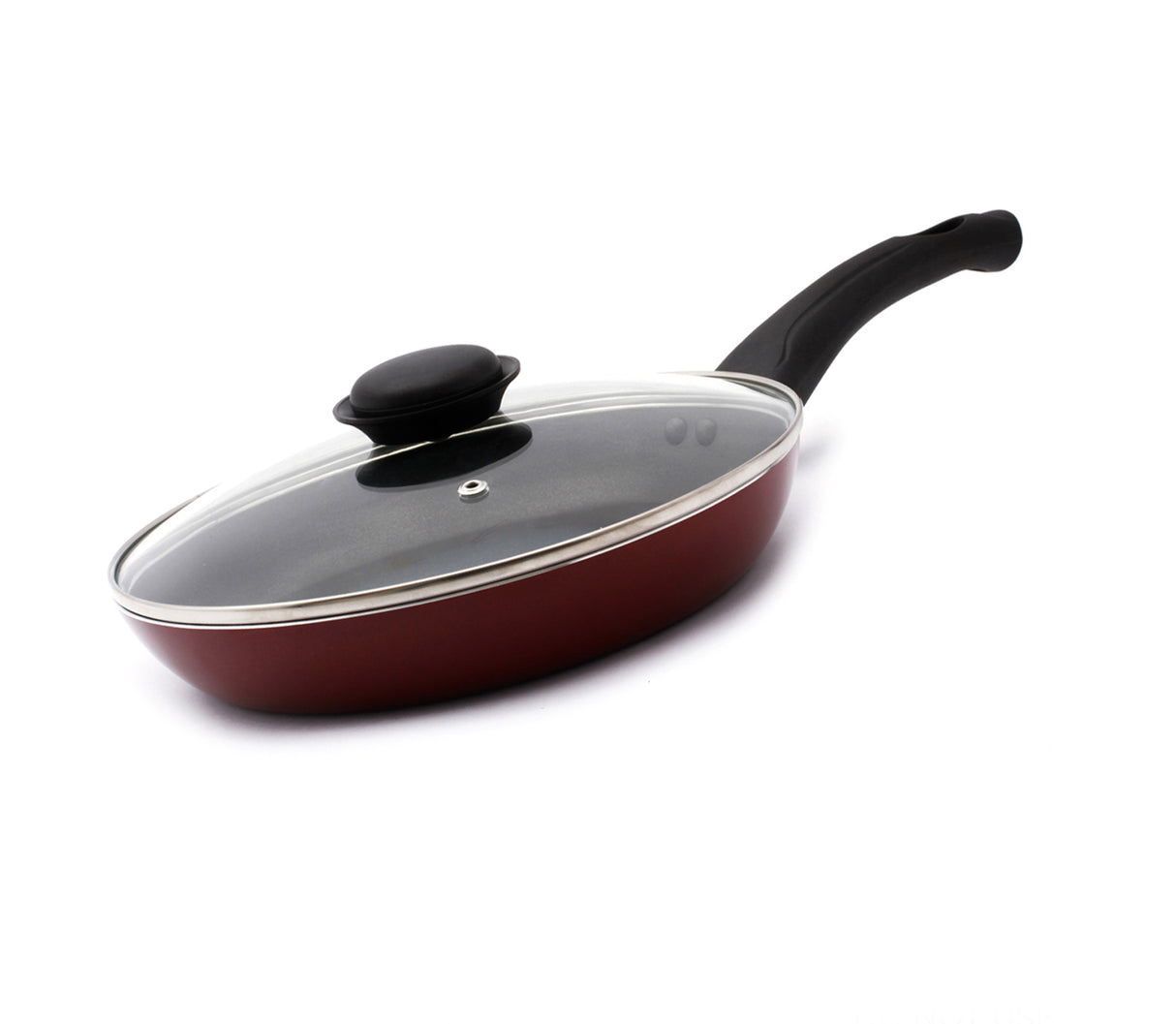 Royalford RF2953 Frying Pan, 28 cm- Aluminum Non-Stick Fry Pan | Ergonomic Handle | Saute Pan/Deep Frying Pan with Glass Lid | Suitable for Gas Hob | Ideal for Frying Sauting Stir Frying