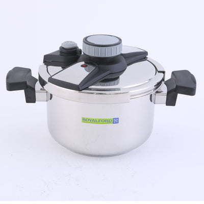 Royalford Stainless Steel Pressure Cooker RF7604 5 Litre | Durable Stainless Steel Body| Easy Lock Lid for Safe Cooking| Multi-Safety Features | Built-In Safety Valve