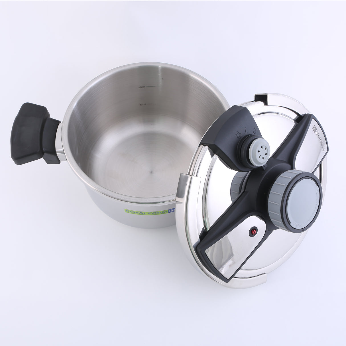 Royalford Stainless Steel Pressure Cooker RF7604 5 Litre | Durable Stainless Steel Body| Easy Lock Lid for Safe Cooking| Multi-Safety Features | Built-In Safety Valve