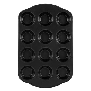 Royalford RF7042 12 Cup Muffin Pan | Non-Stick Baking Tray | Carbon Steel Cupcake & Muffin Tin with Even Heat Distribution | Durable Oven Safe Bakeware for Home Baking