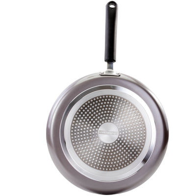 Royalford RF6081 28cm Non-Stick Pan Caker Flat Fry Pan | Induction Compatible Base| Special Grooved Non-Stick Technology | 3mm Thick Body & Strong Handle for Easy use