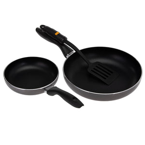 Royalford RF4126FP 2Pcs Non Stick Fry Pan Set | Nylon Turner and  Fry Pans | Strong Ergonomic Handle | Dishwasher Safe for Everyday Cooking on Gas,  Electric,  Ceramic