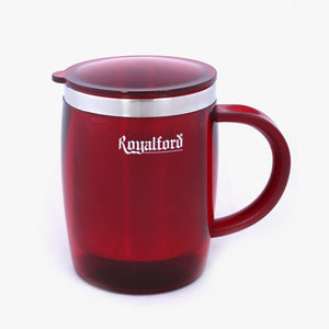 Royalford RF6154 Double Wall Travel Mug | 400ML Stainless Steel Coffee Mug with Lid| BPA Free Insulated Thermal Cup for Hot & Cold Drinks| Portable Office & Travel Mug