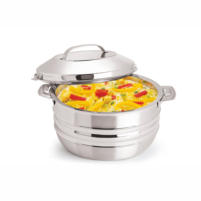 Royalford RF8416 6L Esteelo Stainless Steel Insulated Hot Pot | Double Wall Food Warmer | Premium Stainless Steel Construction | Easy-Locking Lid | Extra Deep Design