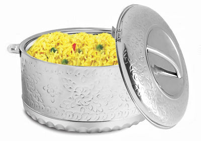 Royalford RF8467 15L Liwa Jumbo Stainless Steel Insulated Hot Pot |Double Wall Casserole | Premium Stainless Steel Construction |Elegant Embossed Design |Secure-Fit Lid