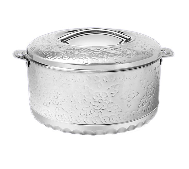 Royalford RF8467 15L Liwa Jumbo Stainless Steel Insulated Hot Pot |Double Wall Casserole | Premium Stainless Steel Construction |Elegant Embossed Design |Secure-Fit Lid