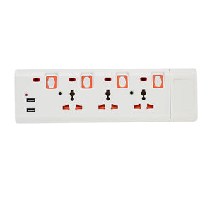 Geepas 3 Way Extension Socket with 2 USB Port - 4 Led Indicators with Power Switches | Extra Long 3m Cord, Over Current Protected | Ideal for All Electronic Devices