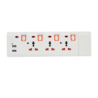 Geepas 3 Way Extension Socket with 2 USB Port - 4 Led Indicators with Power Switches | Extra Long 3m Cord, Over Current Protected | Ideal for All Electronic Devices