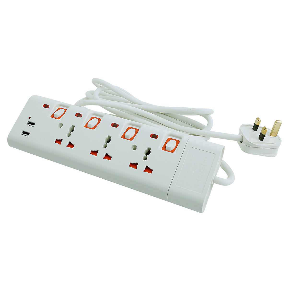 Geepas 3 Way Extension Socket with 2 USB Port - 4 Led Indicators with Power Switches | Extra Long 3m Cord, Over Current Protected | Ideal for All Electronic Devices