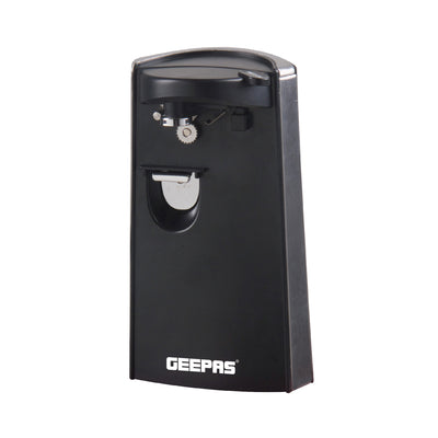 Geepas GCO63023UK Electric Can Opener | 3-in-1 Functionality for Opening Cans| Opening Bottles & Sharpening Knives| Durable Stainless Steel Detail|  Hands-Free Design