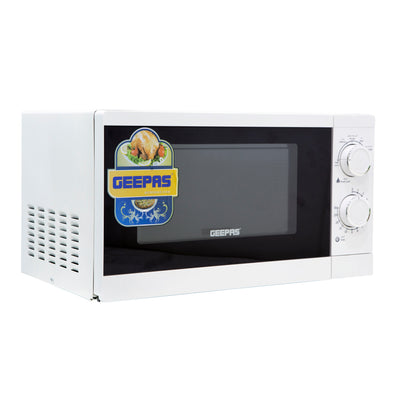 Geepas GMO1894 20L Solo Microwave Oven 1200W | 6 Power Levels | Fast Defrost & Timer |  Mechanical rotary controls | Durable painted steel cavity | Push-button door