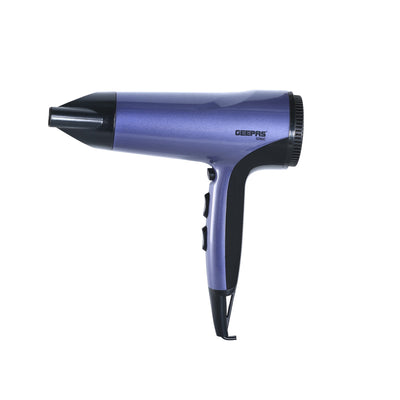 Geepas GHD86017 Compact Travel Hair Dryer| 1800W Powerful DC Motor| 2 Speed & 3 Heat Settings| Ionic & Cool Shot Function| Removable Filter| Hang-Up Hook| 2-Year Warranty