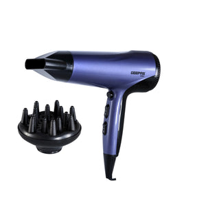 Geepas GHD86017 Compact Travel Hair Dryer| 1800W Powerful DC Motor| 2 Speed & 3 Heat Settings| Ionic & Cool Shot Function| Removable Filter| Hang-Up Hook| 2-Year Warranty