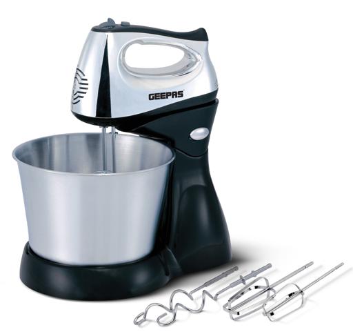 Geepas GHM5461 Stand Mixer | 200W Motor | 2.5L Stainless Steel Bowl for Effortless Mixing & Beating |5 Speed Control | Compact | Durable Design |  2 Years Warranty