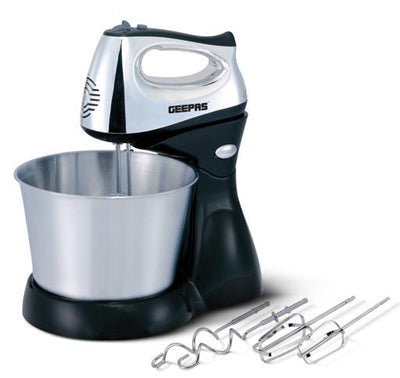 Geepas GHM5461 Stand Mixer | 200W Motor | 2.5L Stainless Steel Bowl for Effortless Mixing & Beating |5 Speed Control | Compact | Durable Design |  2 Years Warranty