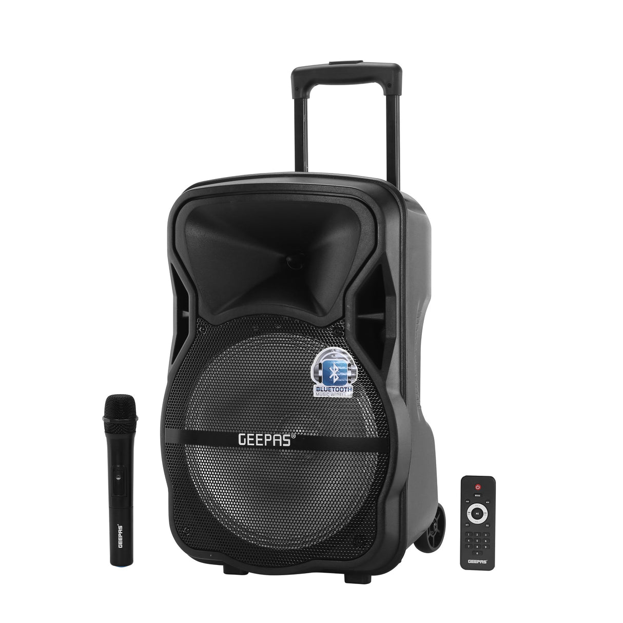 Geepas GMS8568 Portable & Rechargeable Professional Speaker- Wireless Microphones, 1800mAh Battery| Karaoke DJ Speaker & LED Lights |Portable Speaker