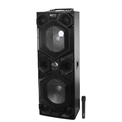 Geepas GMS8569 Professional Active Speaker System | Bluetooth| USB/SD Input| FM Stereo Radio| Wireless Microphone| LED Light| 6-Band Equalizer| 80000W PMPO Power Output