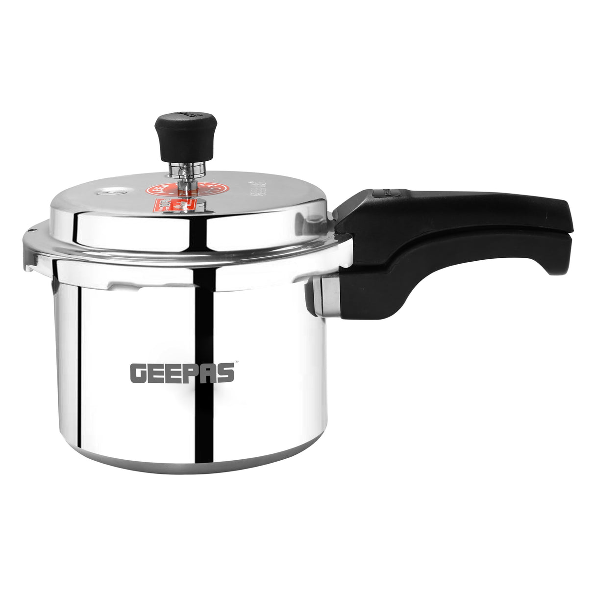 Geepas GPC325 3L Aluminium Pressure Cooker | Induction & Gas Compatible Bottom | Anti-Implosion Lid | Responsive Safety Valve | Extra Gasket Included | 5-Year Warranty