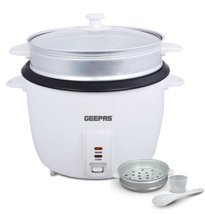 Geepas  Automatic Rice Cooker GRC4327 | 2.8L Large Capacity | 900W Power | Cook, Steam & Keep Warm Function | Non-Stick Inner Pot |  Energy Efficient | 2 Years Warranty