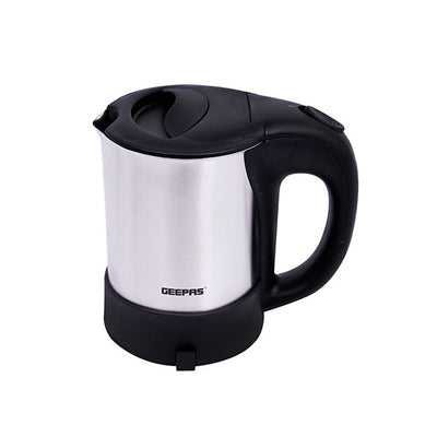 Geepas Stainless Steel Travel Kettle 0.5L GK175 | 1100W Compact Electric Kettle| Stainless Steel Housing| Fast Boil| Auto Shut-Off| Boil Dry Protection| 2 Years Warranty