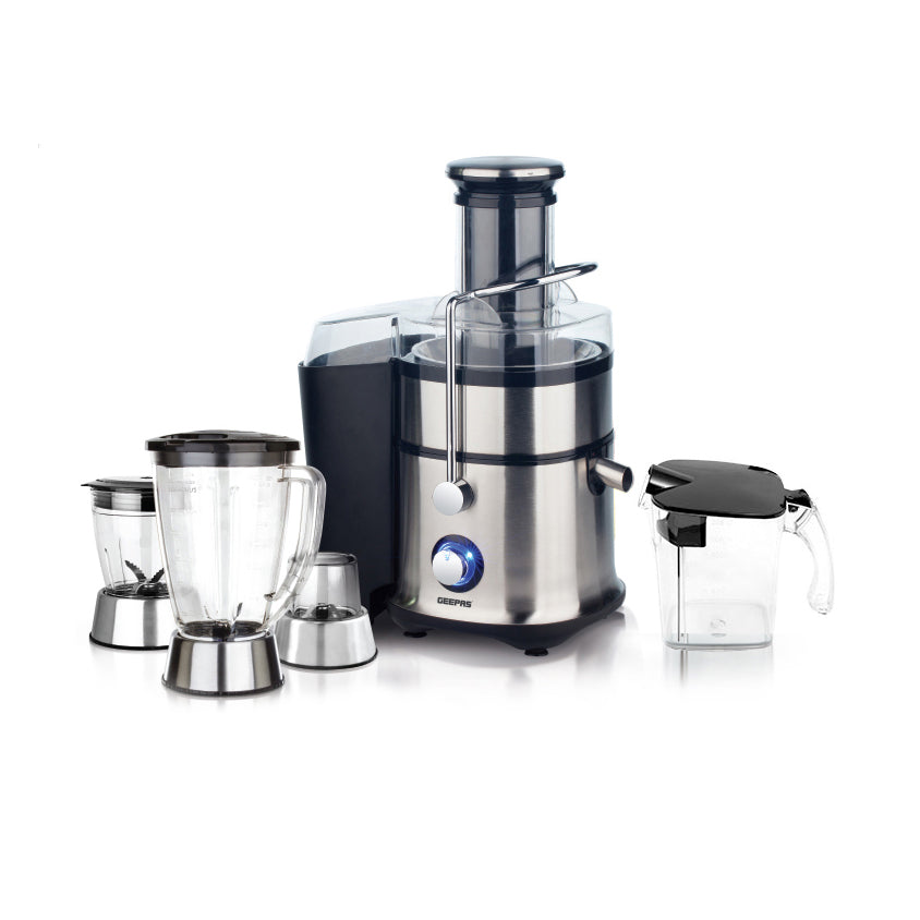 Geepas GSB5451 4-in-1 Juicer & Blender - Compact Electric Blender, Juicer, Chopper & Grinder | 2-Speed Pulse Function for Ice Crusher | 800W - 2 Years Warranty