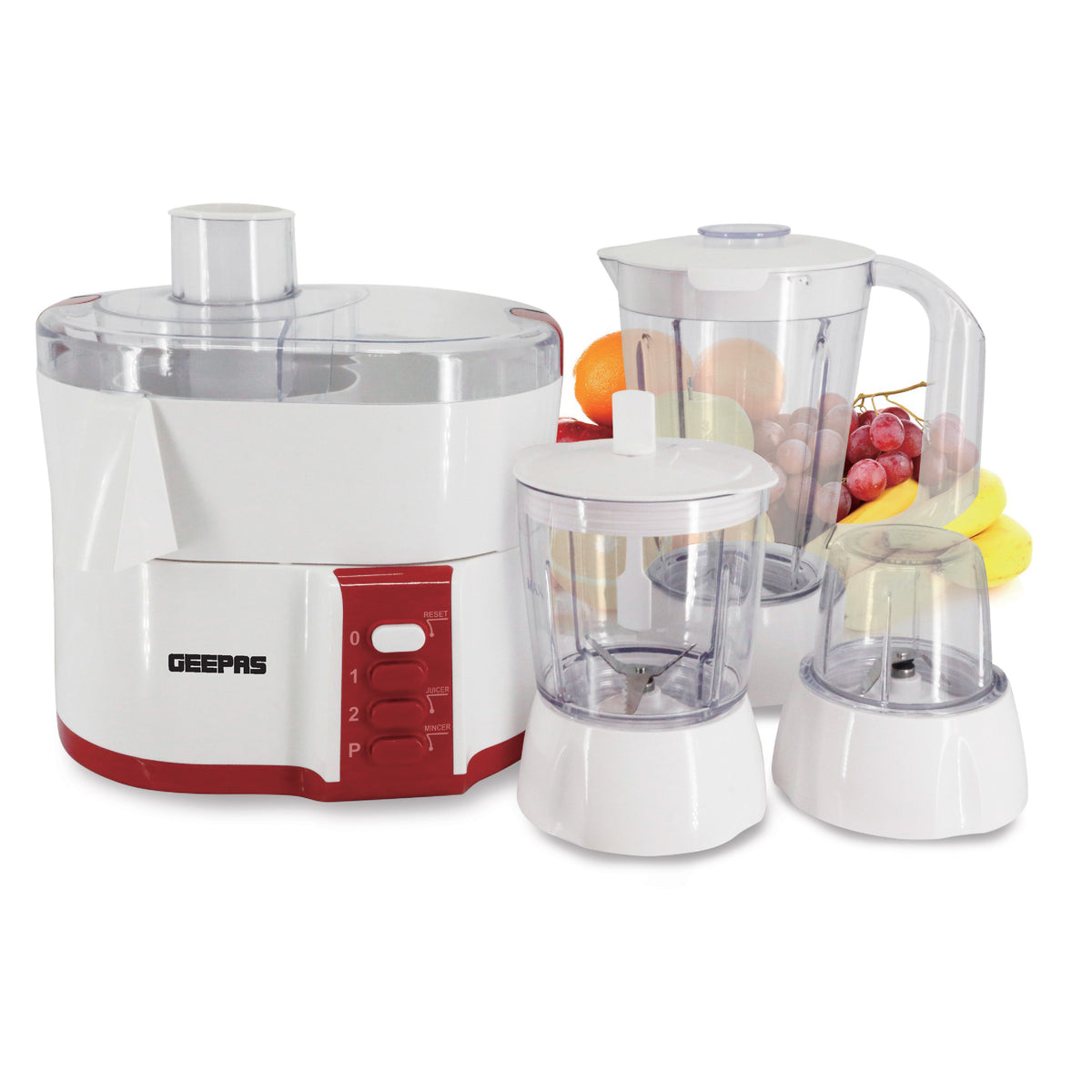 Geepas 4-in-1 Food Processor GSB9890 |600W Powerful Motor, 2 Speed with Pulse Control, Safety Interlock System, Circular Feed Tube, Durable Stainless Steel Filter & Blade