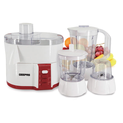 Geepas 4-in-1 Food Processor GSB9890 |600W Powerful Motor, 2 Speed with Pulse Control, Safety Interlock System, Circular Feed Tube, Durable Stainless Steel Filter & Blade