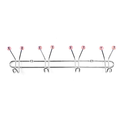 Royalford RF1427 4 Hooks Metal Hanger| wall mounted, durable storage rack with sturdy metal build| chrome finish, and rounded tips, ideal for dress, and home use|