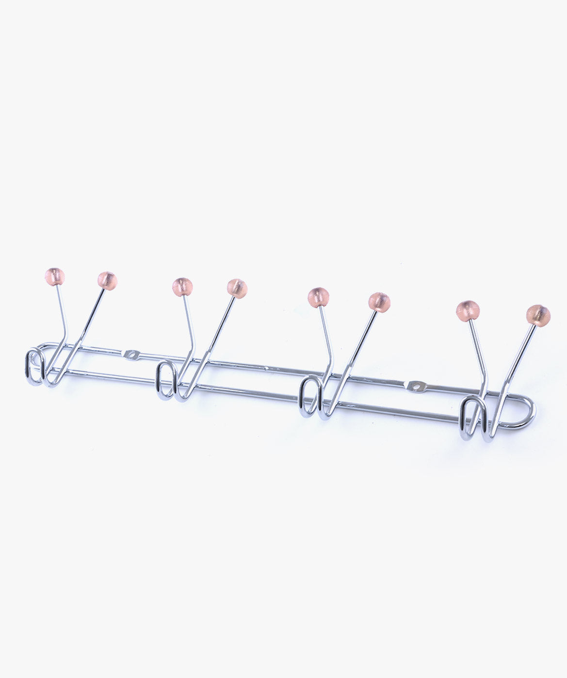 Royalford RF1427 4 Hooks Metal Hanger| wall mounted, durable storage rack with sturdy metal build| chrome finish, and rounded tips, ideal for dress, and home use|