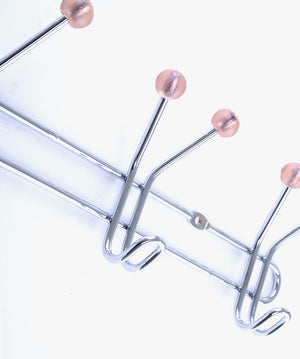 Royalford RF1427 4 Hooks Metal Hanger| wall mounted, durable storage rack with sturdy metal build| chrome finish, and rounded tips, ideal for dress, and home use|