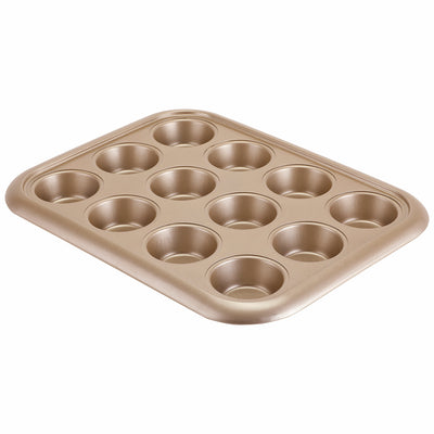 Royalford RF8793 12 Cups Muffin Pan | Premium Non-Stick Oven Safe Bakeware Tray for Cupcakes, Muffins Etc | Even Heat Distribution | Easy Food Release Durable Baking Pan