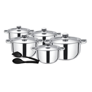 Royalford Stainless Steel Induction Safe 12PC Casserole RF9352/Saucepan Pots with Lid, and Nylon Slotted Turner - Induction Safe Non-Stick Cookware Set - Riveted Handles