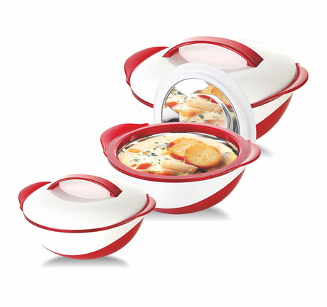 Royalford RF8953 Galaxy 3-Piece Insulated Hot Pot Set |  Stainless Steel Inner |  800ml, 1100ml & 1800ml | Double-wall PU insulation |Food-grade stainless steel