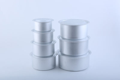 Royalford RF8989 7-Piece Aluminium Casserole Pot Set with Lids | 14cm, 16cm, 18cm, 20cm, 22cm, 24cm & 26cm | 100% food-grade virgin aluminium |Excellent heat conductivity