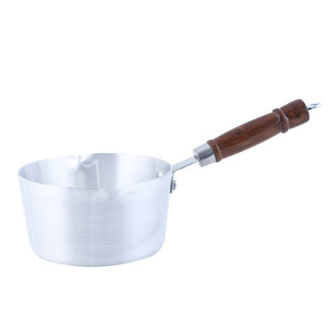 Royalford RF8991 Aluminium Milk Pan | Wooden Handle 6 Inch | 100% Food-Grade Virgin Aluminium | Fast Even Heating | Easy Pour Spout | Durable Daily Use Milk Boiling Pan