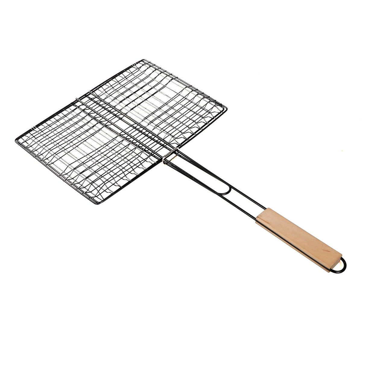 Royalford RF9394 Barbecue | Grill 33×23cm Size | Durable Metal BBQ Grill Basket | Heat Resistant Wooden Handle | Perfect for Outdoor BBQ Grilling, Fish, Meat & Vegetables