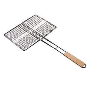 Royalford RF9394 Barbecue | Grill 33×23cm Size | Durable Metal BBQ Grill Basket | Heat Resistant Wooden Handle | Perfect for Outdoor BBQ Grilling, Fish, Meat & Vegetables