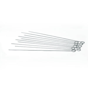 Royalford RF9402 BBQ Skewers | 42cm Set of 10 | Stainless Steel Metal Grill Skewers | Loop Handle for Barbecue, Kebabs, Outdoor Grilling & Camping Use Kitchen Accessory