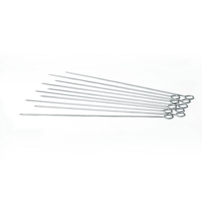 Royalford RF9402 BBQ Skewers | 42cm Set of 10 | Stainless Steel Metal Grill Skewers | Loop Handle for Barbecue, Kebabs, Outdoor Grilling & Camping Use Kitchen Accessory