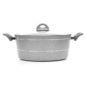 Royalford RF9472 Smart Casserole 32x14cm | Durable Marble Coating | Forged Aluminium Body | 3.8mm Induction Bottom | Soft Touch Handles for Everyday Healthy Cooking
