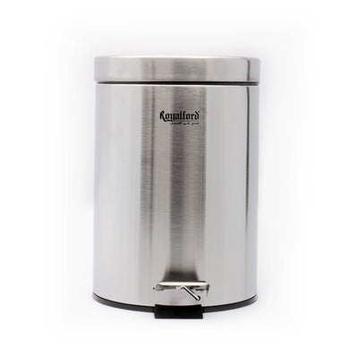 Royalford RF5125 5L Stainless Steel Pedal Bin | Soft Close Lid | Removable Inner Bucket | Hands-Free Steel Foot Pedal | Rust Resistant Waste Bin for Kitchen & Bathroom