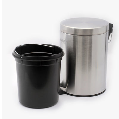 Royalford RF5125 5L Stainless Steel Pedal Bin | Soft Close Lid | Removable Inner Bucket | Hands-Free Steel Foot Pedal | Rust Resistant Waste Bin for Kitchen & Bathroom