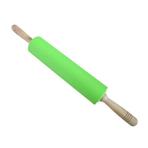 Royalford RF8326 Deluxe Rolling Pin | Silicone Cover Non Stick Baking Roller with Wooden Handles | Perfect for Roti, Chapati, Pastry & Pizza | Easy Rolling Kitchen Tool