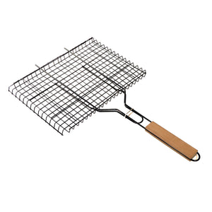 Royalford RF9396 Barbecue Grill 36×25cm | Metal BBQ Grill Basket with Heat-Resistant Wooden Handle | Perfect for Grilling Fish, Meat, Vegetables, Outdoor BBQ Cooking