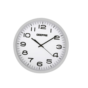 Geepas GWC26016 Wall Clock | Elegant Glass Cover with Electronic Plating Effect |Modern Home & Office Design| Available in Black & White| Durable Build| 2-Year Warranty
